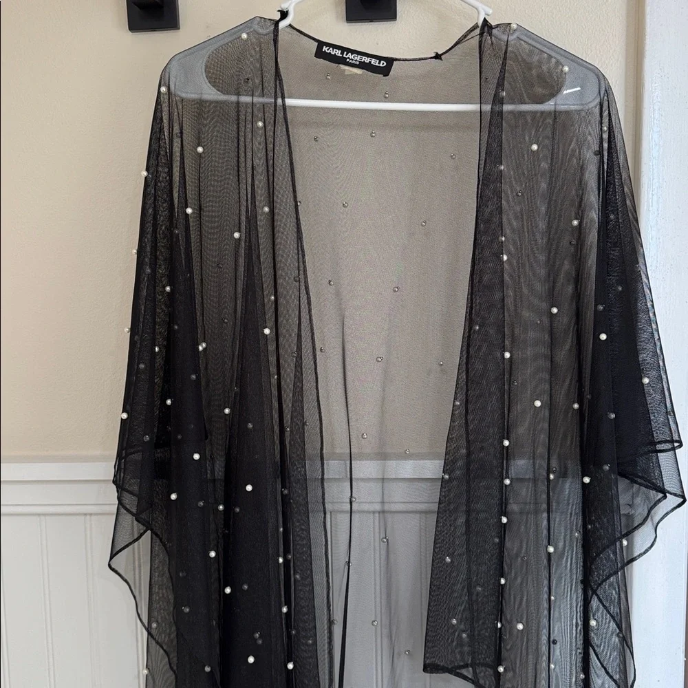 Karl Lagerfeld Black Sheer Beaded Wrap - Picture 6 of 6